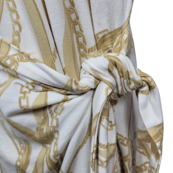 Lauren Ralph Lauren White Chainlink Print Tie Waist Dress Size XL Above Knee - Picture 7 of 11